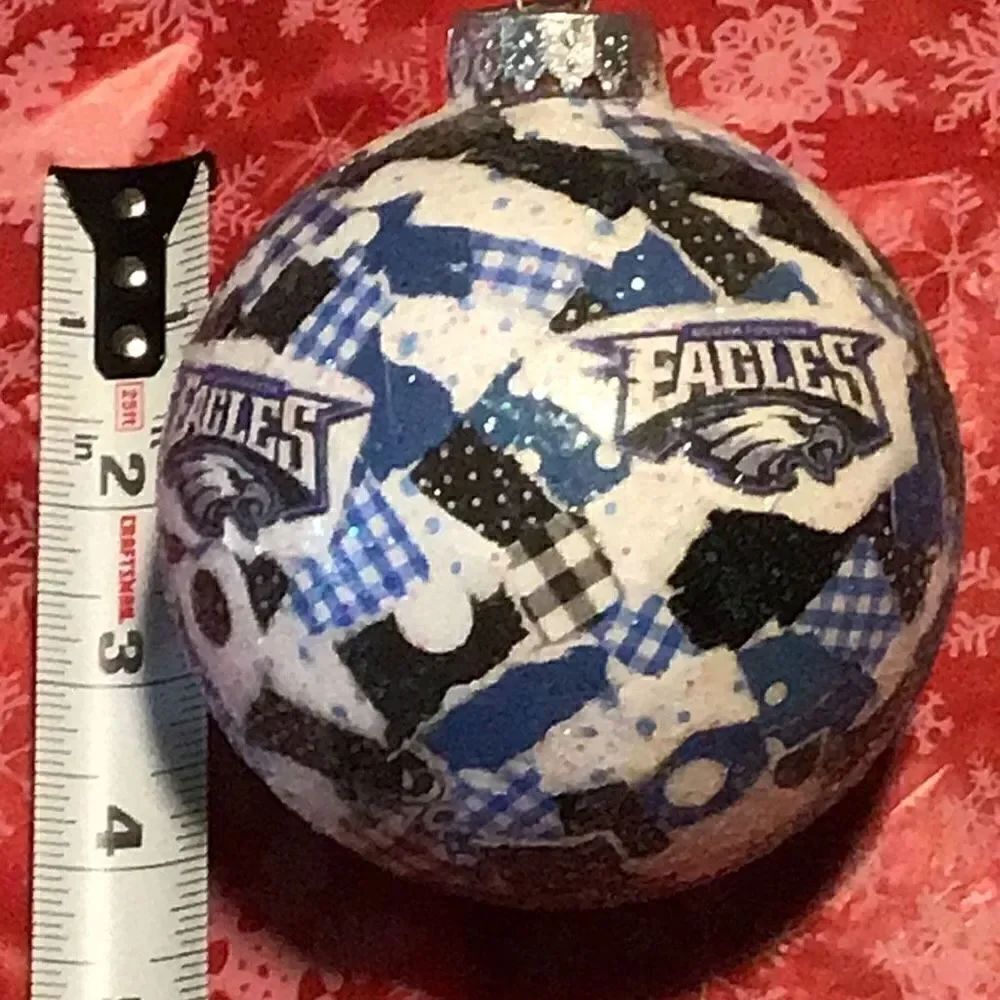 Ornament beautiful hand made modge podge Philadelphia eagles
